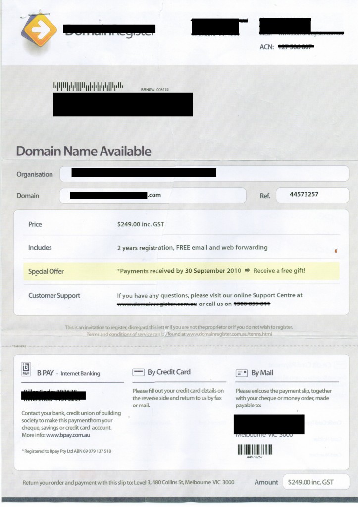 Domain Name Scam